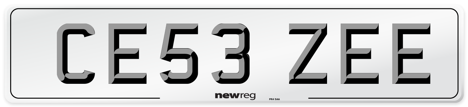 CE53 ZEE Number Plate from New Reg